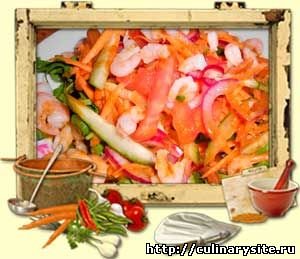 Салат с креветками и свежими овощами