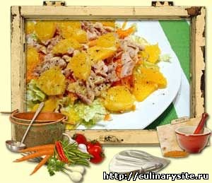 Салат с курицей и апельсинами слоями