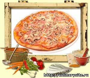 Пицца с ветчиной и грибами