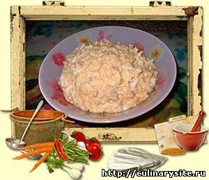 Салат из печени трески с яйцом