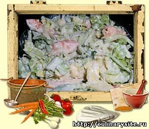 Салат из капусты с креветками