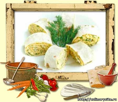 Рулет из лаваша с сыром и чесноком