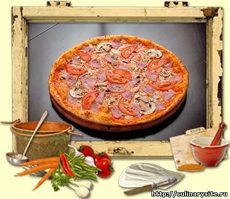 Пицца с ветчиной и грибами