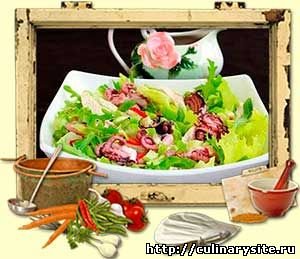 Салат с осьминогами и курицей