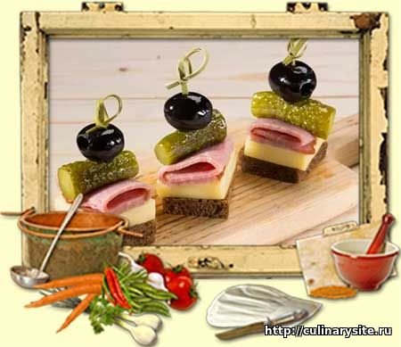 Канапе с ветчиной и сыром