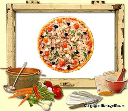 Мясная пицца с грибами и мясом