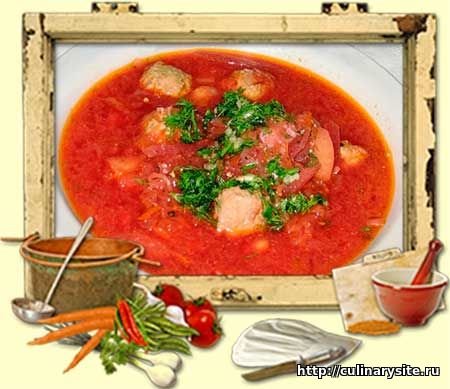 Сибирский борщ с фрикадельками