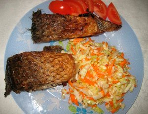 Жареный зеркальный карп