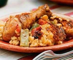 Паэлья с окунем и цыплёнком