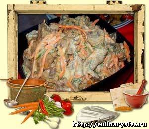 Печеночный салат с морковью по-корейски