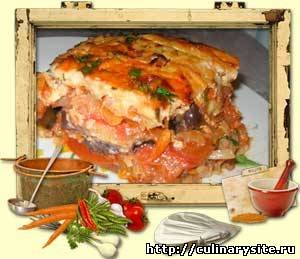 Баклажанная запеканка с капустой и перцем
