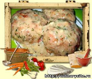 Биточки с сыром и грибным соусом