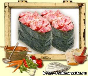 Нигири суши с омлетом и креветками